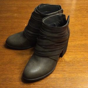 Adorable Bamboo dark grey booties. Never worn. 3” heel.